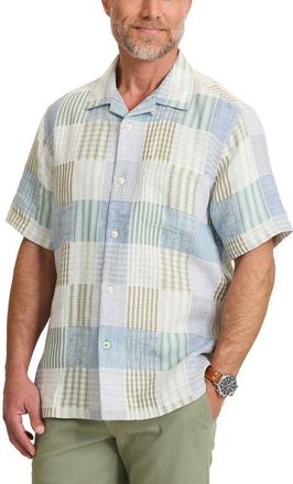 Tommy Bahama Patchwork Sands Linen & Cotton Camp Shirt in Biscotti Tan at Nordstrom, Size Xxx-Large