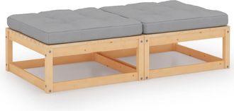 vidaXL Soporte De Pies Para Jard&iacute;n Con Cojines 2 Pcs Pine Masivo