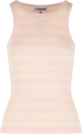 Ganni Pink Stretch Cotton Tank Top
