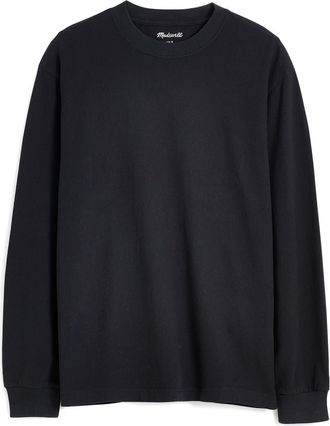 Madewell Long Sleeve Boxy Cotton T-Shirt in Classic Black at Nordstrom, Size X-Small
