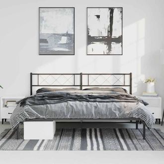 Berkfield Home Metal Bed Frame with Headboard Black 183x213 cm
