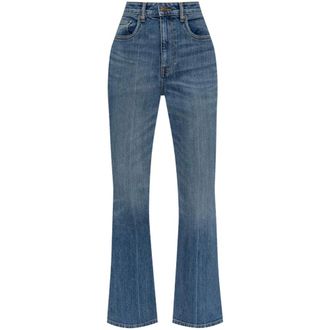 Tory Burch Tory Burch, Boot-cut Jeans, female, Blue, Size: W26 Indigo Blue Jeans with Whiskering Effect