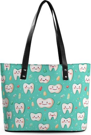Generic Teeth Pattern Tote Bags for Women Cute Shoulder Purses Handbags