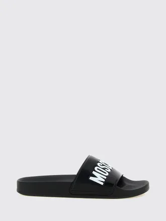 Moschino Rubber Slides with a Contrasting Printed Logo