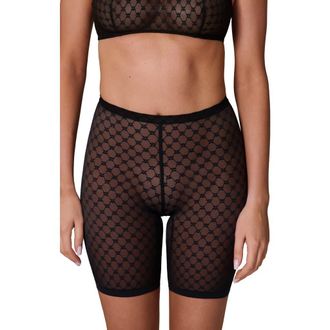 Simone P&eacute;r&egrave;le Plume Uplifting Embroidered Shaping Shorts in Black at Nordstrom, Size X-Small