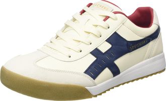 Skechers Mens Zinger Manzanilla Sneaker, White Leather/Red & Blue Trim, 11 UK