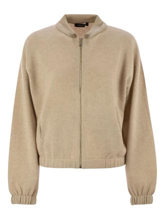 Fabiana Filippi drawstring-neck bomber jacket - women - Virgin Wool/Silk/Cashmere - 44 - Neutrals