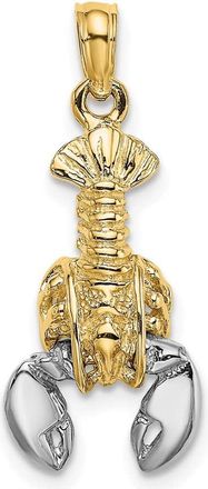 Diamond2Deal 10k Yellow Gold Rhodium 2-D Moveable Lobster Charm Pendant