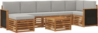 vidaXL Conjunto De Sof&aacute;s De Exterior 8 Uds. Natural Y Gris Claro Vidaxl