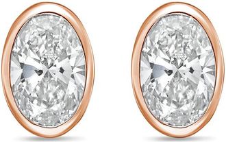Diana M. Jewels 14Kt Rose Gold 5.00 cts Lab Grown Oval Diamond Bezel Studs