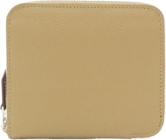Herm&egrave;s Beige Silk Leather Wallet (Bi-Fold) (Pre-Owned)