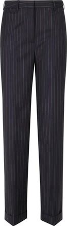Semicouture Broeken, Dames, Blauw, XS, Leer, Lola Broek