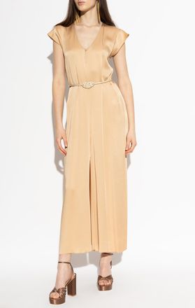 Forte_Forte Forte_forte Satin Dress With Belt, Womens, Beige