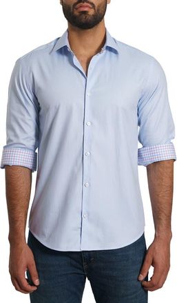 Jared Lang Solid Pima Cotton Button-Up Shirt in Light Blue at Nordstrom Rack, Size Medium