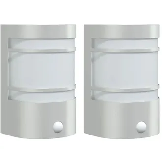 vidaXL Vidaxl - Outdoor Wall Lights with Sensors 2pcs Silver Stainless Steel
