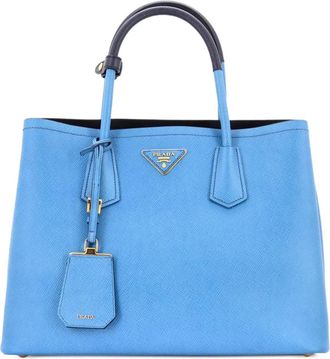 Prada Cuir Double Saffiano Leather Medium tote bag - Blu