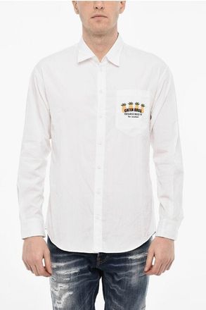 Dsquared2 Cotton Poplin Shirt With Print Breast Pocket size 50