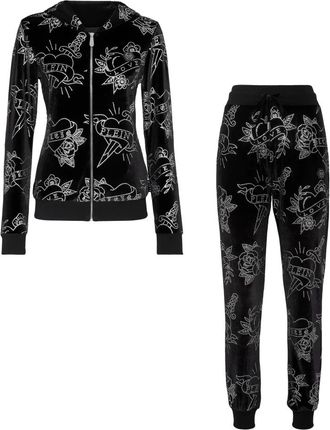Philipp Plein Jogging Trainingspak: Top/Broek Love - Dames - Jumpsuits - Zwart - XS - Polyester - Jumpsuits & Playsuits