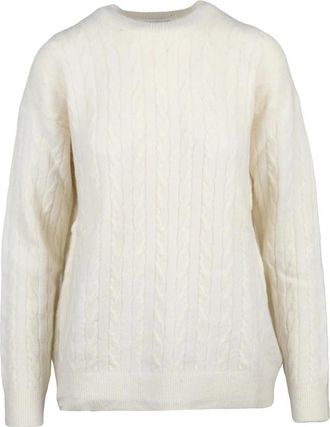 Ballantyne Pullover Intrecciato Girocollo - Dames - Ronde hals truien - Wit - S - Wol - Truien & Vesten