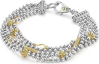 Lagos Two-Tone Caviar Five Strand Chain Bracelet in Silver at Nordstrom, Size 8