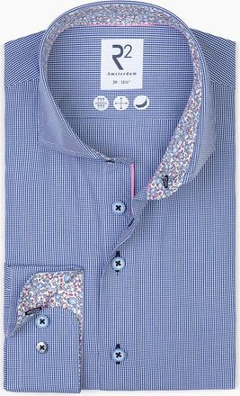 R2 Mens R2 LONG SLEEVED SHIRT BLUE CHECK - Size: 46/48