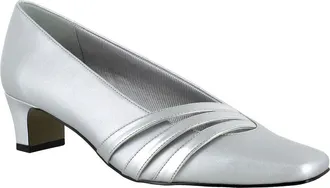 Easy Street Entice Block Heel Pump - Multiple Widths Available in Silver Satin at Nordstrom Rack, Size 5.5