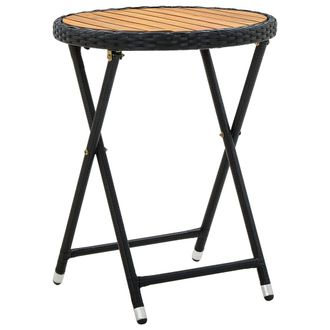 vidaXL Mesa De Centro Rat&aacute;n Sint&eacute;tico Y Madera Maciza De Acacia 60 Cm Vidaxl