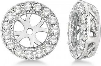 Allurez Vintage Round Cut Diamond Earring Jackets 14k White Gold (0.30ct)