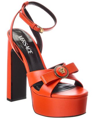Versace Ribbon Leather Platform Sandal