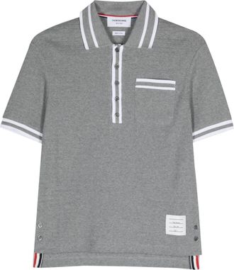 Thom Browne pointelle cotton polo shirt - men - Polyamide/Cotton/Cotton/Polyurethane - 4 - Grey