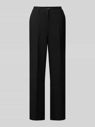 Milano Milano Italy Straight Leg Stoffhose mit fixierten Bundfalten in Black, Größe 42