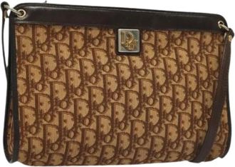 Dior Pre-owned Trotter Canvas Schoudertas - Dames - Vintage Schoudertas - Bruin - ONE Size - Leer - Vintage