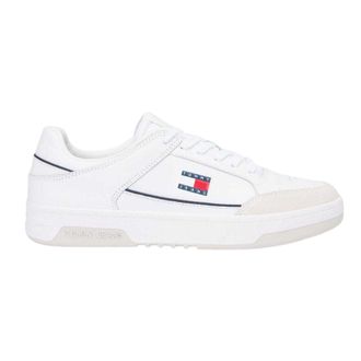 Tommy Jeans Heren Leren Cupsole Trainers (Wit)