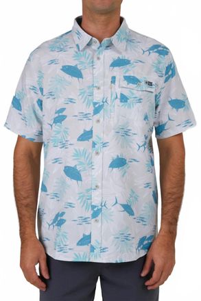 Salty Crew Feeding Frenzy Uv Short Sleeve Shirt In Gray
