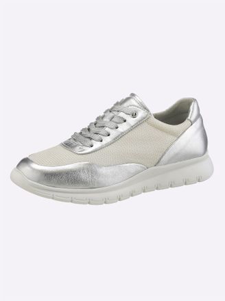 Heine Sneaker HEINE, Damen, Gr. 36, bunt (silberfarben, wei&szlig;), Glattleder, Lackleder, Leder, Textil, Schuhe Sneaker