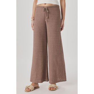 Splendid Marisol Mixed Stitch Wide Leg Pants in Wicker Beige at Nordstrom, Size X-Large