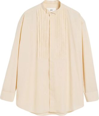Ami Camicia oversize con pettorina plissettata - Toni neutri