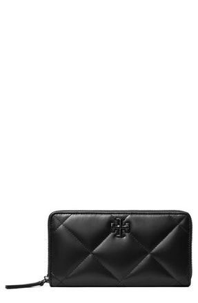 Tory Burch Kira Diamond Quilted Leather Zip Wallet in Black at Nordstrom