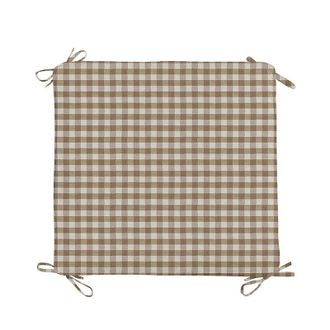 Ballard Designs Replacement Ottoman Cushion with Zipper - 24x23 - Box Edge, Gale Gingham Fawn - Ballard Designs