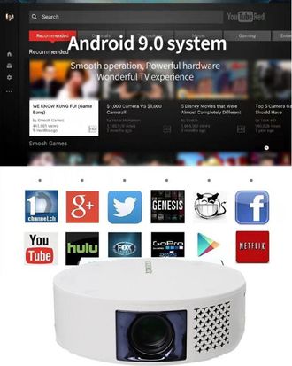 OEM Proyector T269 + 720p/1080p + 200 Ansi + Android 9.0 + 1 Gb/32 Gb + Wi-fi Dual + Bluetooth