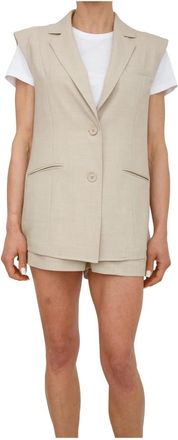Fracomina Gilet Bustier - Dames - Bodywarmers - Beige - M - Polyester - Jassen