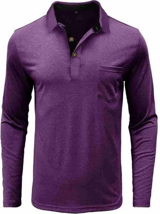 Generic Long Sleeve Polos Shirts Mens UK Sale Clearance Classic Collared Buttons Regular Fit Sports Golf T-Shirts Workwear Casual Smart Henley T Shirt Muscle 