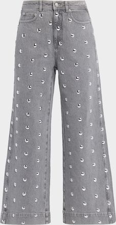 Cinq à Sept Betsy Studded Wide Ankle Jeans