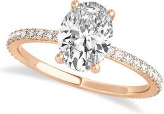 Allurez Oval Lab Grown Diamond Hidden Halo Engagement Ring 14k Rose Gold (0.76ct)