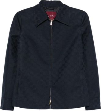 Gucci Blue Logo Shirt Collar Blazer