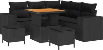 vidaXL Garden Sofa Set with Cushion with Storage 8 pcs Black vidaXL