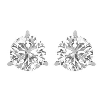 Diamond2Deal 14k Gold 0.40Ct Round Lab Grown Diamond Stud Earrings 3 Prong