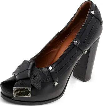 Marc Jacobs pre-owned 110MM Bow Studded Leather Pumps - Black