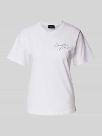 Emporio Armani T-Shirt mit Label-Print in Weiss, Größe XXL