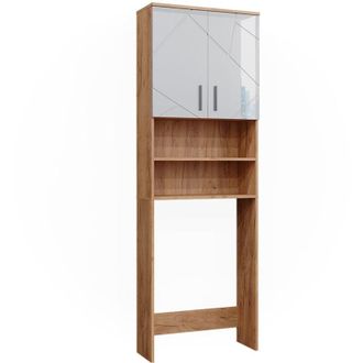 Vicco Mueble para lavadora Irma, Blanco brillo intenso/roble dorado, 64 x 190.5 cm